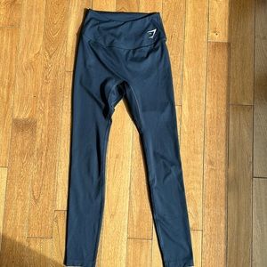 GymShark navy blue training full length leggings no front seam suede smooth